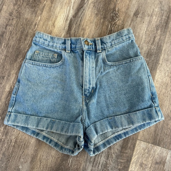 American Apparel High-Rise Cuffed Denim Shorts - Light Wash - Made in USA - Picture 7 of 8